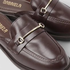 Mule Feminino Gabriela Enfeite Metálico Marrom
