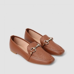 Mocassim Feminino Penélope Tressê Enfeite Metálico Marrom