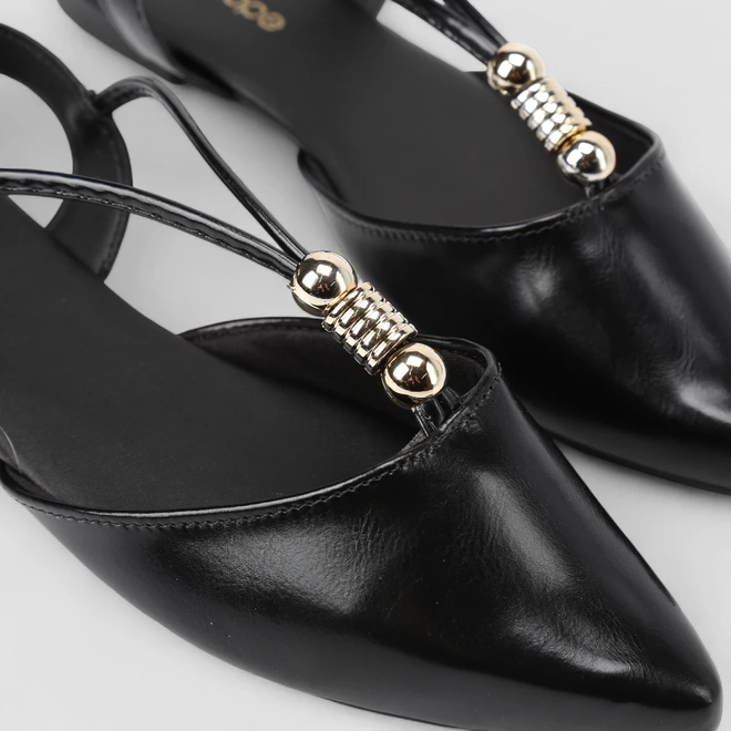 Sapatilha Slingback Feminina Penélope Detalhe Metalizado Preto