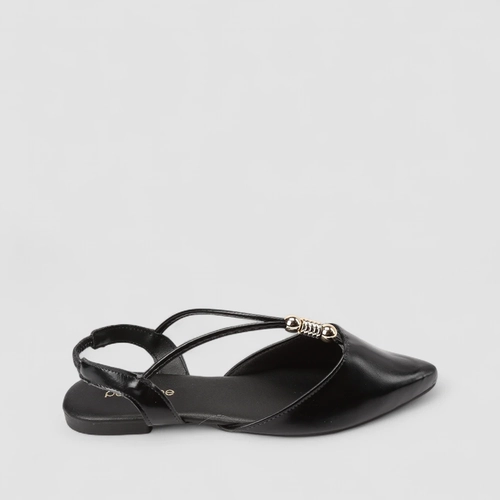 Sapatilha Slingback Feminina Penélope Detalhe Metalizado Preto