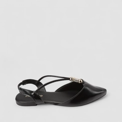 Sapatilha Slingback Feminina Penélope Detalhe Metalizado Preto