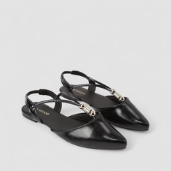 Sapatilha Slingback Feminina Penélope Detalhe Metalizado Preto