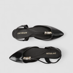 Sapatilha Slingback Feminina Penélope Detalhe Metalizado Preto