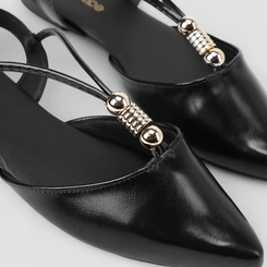 Sapatilha Slingback Feminina Penélope Detalhe Metalizado Preto