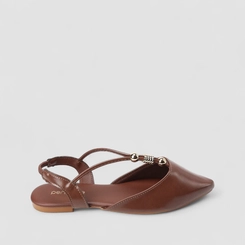 Sapatilha Slingback Feminina Penélope Detalhe Metalizados Marrom