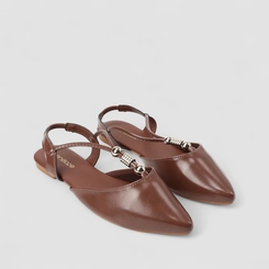 Sapatilha Slingback Feminina Penélope Detalhe Metalizados Marrom