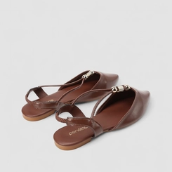 Sapatilha Slingback Feminina Penélope Detalhe Metalizados Marrom