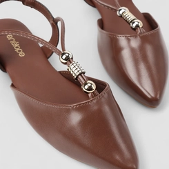 Sapatilha Slingback Feminina Penélope Detalhe Metalizados Marrom