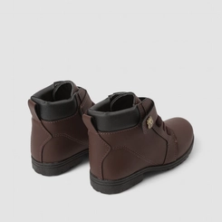 Bota Coturno Infantil Vertus Tira Contato Elástico Marrom