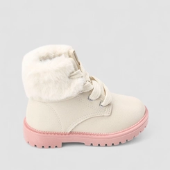 Bota Coturno Infantil Molekinha Glitter Com Pelucia Off White