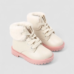 Bota Coturno Infantil Molekinha Glitter Com Pelucia Off White