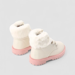 Bota Coturno Infantil Molekinha Glitter Com Pelucia Off White