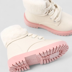 Bota Coturno Infantil Molekinha Glitter Com Pelucia Off White