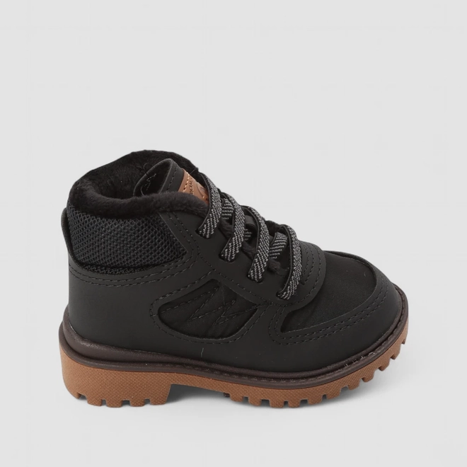 Bota Coturno Bebê Molekinho Elástico Peluciada Preto
