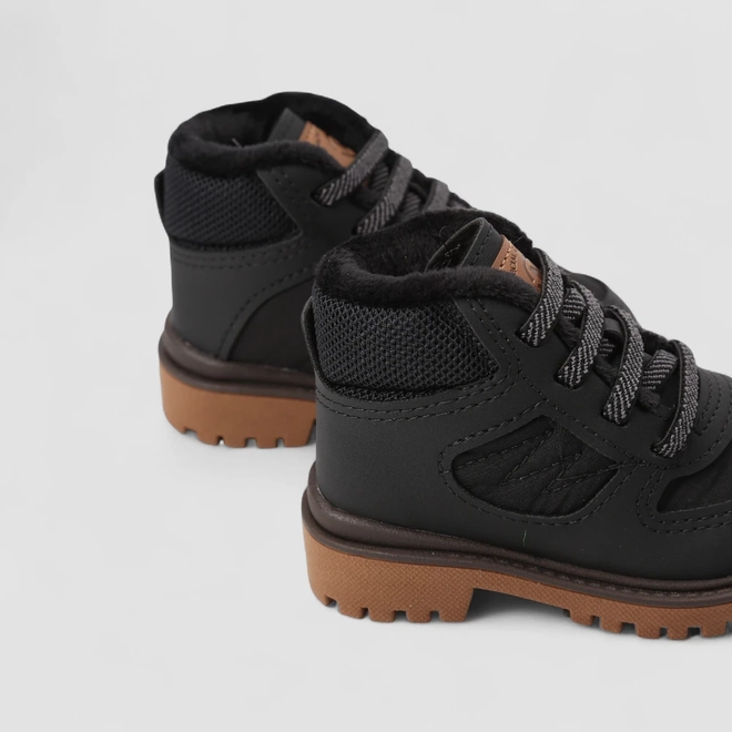 Bota Coturno Bebê Molekinho Elástico Peluciada Preto