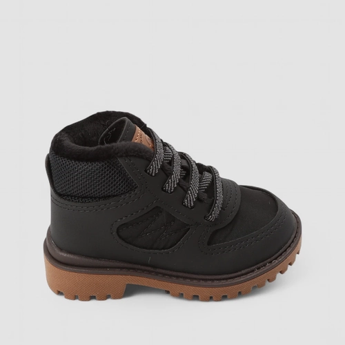 Bota Coturno Bebê Molekinho Elástico Peluciada Preto