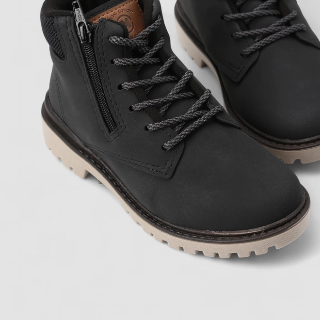 Bota Coturno Infantil Molekinho Tratorada Zíper Preto