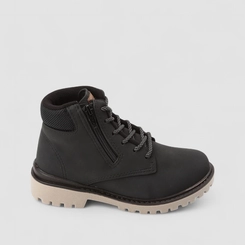 Bota Coturno Infantil Molekinho Tratorada Zíper Preto
