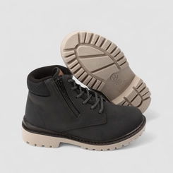 Bota Coturno Infantil Molekinho Tratorada Zíper Preto