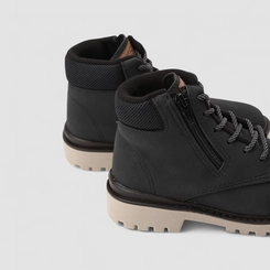 Bota Coturno Infantil Molekinho Tratorada Zíper Preto