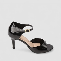 Peep Toe Feminino Gabriela Salto Fino Verniz Preto