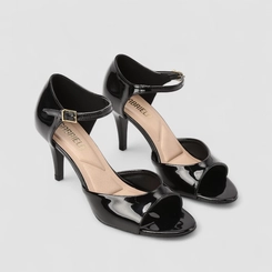 Peep Toe Feminino Gabriela Salto Fino Verniz Preto