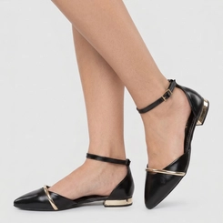 Sapatilha Slingback Feminino Gabriela Metalizada Preto