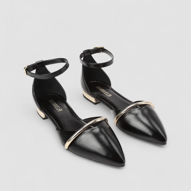 Sapatilha Slingback Feminino Gabriela Metalizada Preto