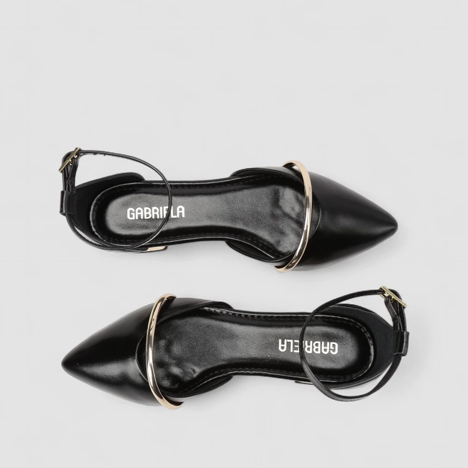 Sapatilha Slingback Feminino Gabriela Metalizada Preto