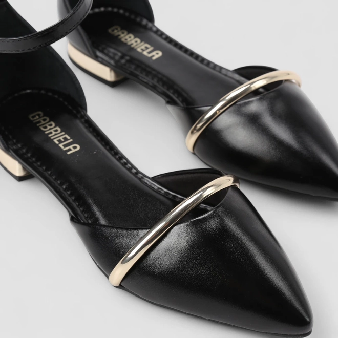Sapatilha Slingback Feminino Gabriela Metalizada Preto