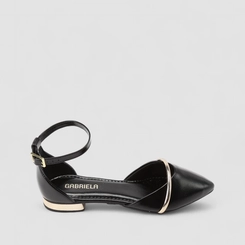 Sapatilha Slingback Feminino Gabriela Metalizada Preto