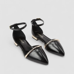 Sapatilha Slingback Feminino Gabriela Metalizada Preto
