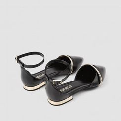 Sapatilha Slingback Feminino Gabriela Metalizada Preto