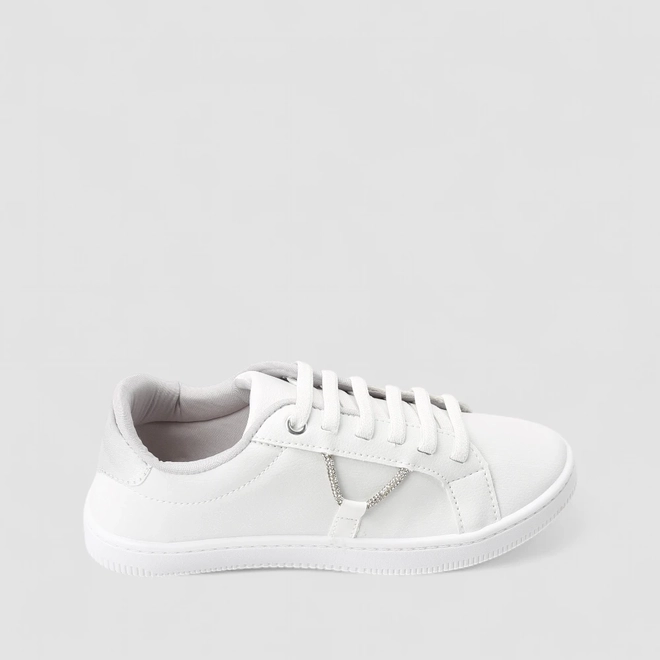 Tênis Casual Feminino Penélope Elástico Detalhe Strass Branco