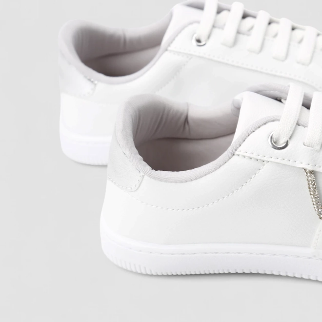 Tênis Casual Feminino Penélope Elástico Detalhe Strass Branco