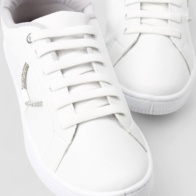 Tênis Casual Feminino Penélope Elástico Detalhe Strass Branco