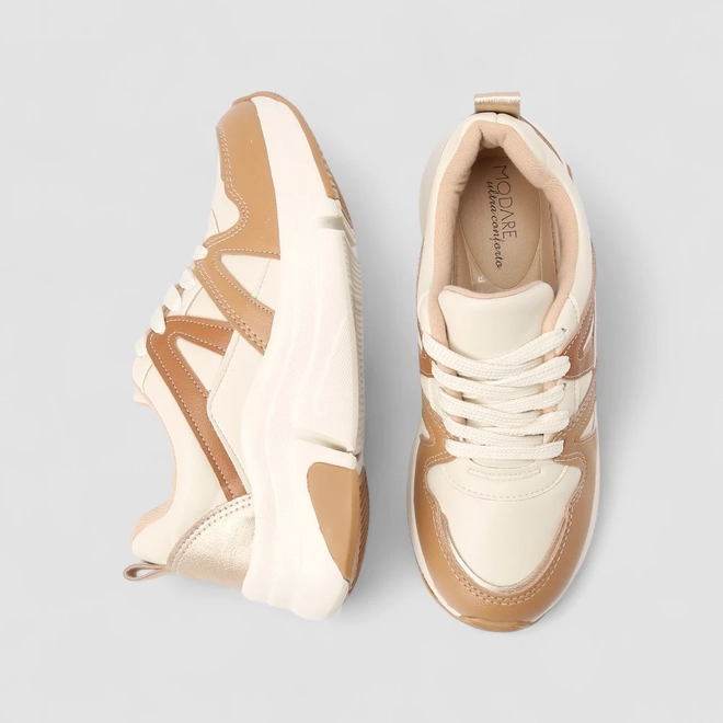Tênis Casual Feminino Modare Ultraconforto Bege