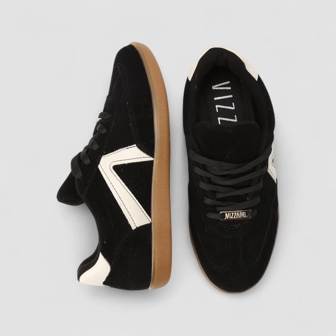 Tênis Casual Feminino Vizzano Recorte Lateral Camurça Preto