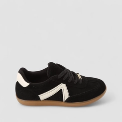 Tênis Casual Feminino Vizzano Recorte Lateral Camurça Preto