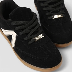 Tênis Casual Feminino Vizzano Recorte Lateral Camurça Preto