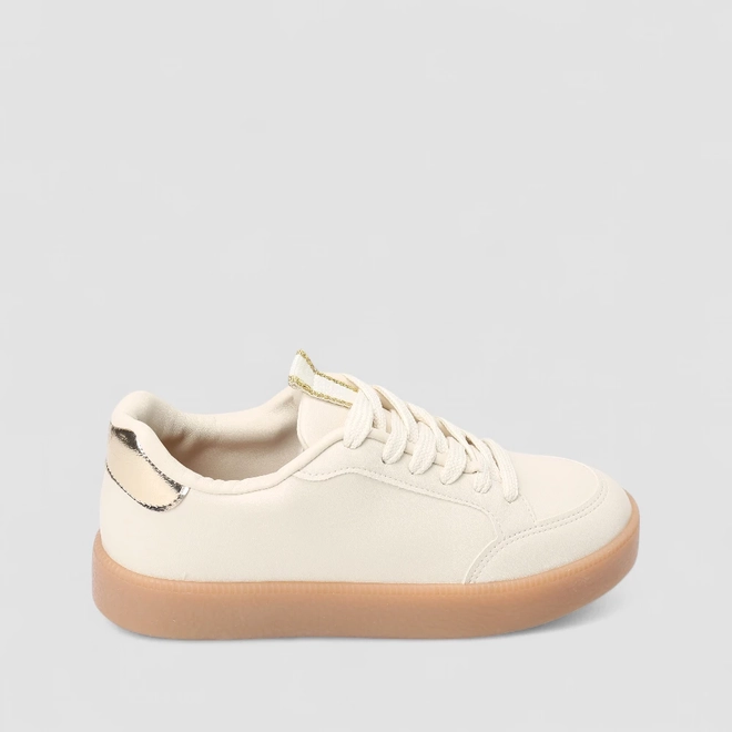 Tênis Casual Feminino Vizzano Original Detalhe Metalizado Off White