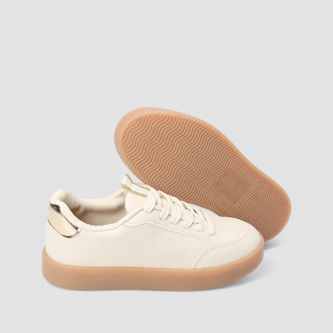 Tênis Casual Feminino Vizzano Original Detalhe Metalizado Off White