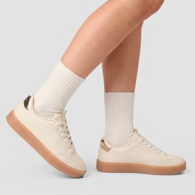 Tênis Casual Feminino Vizzano Original Detalhe Metalizado Off White