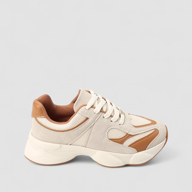 Tênis Chunky Feminino Vizzano Original Detalhe Recortes Off White