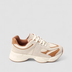 Tênis Chunky Feminino Vizzano Original Detalhe Recortes Off White