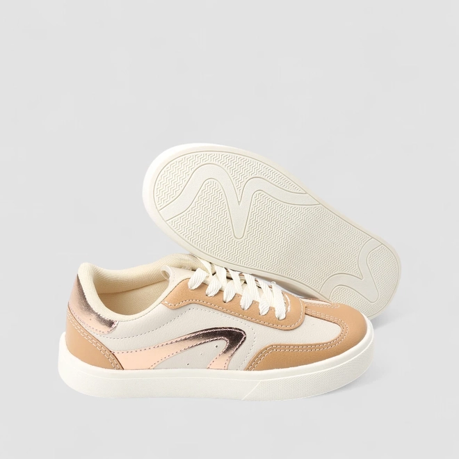 Tênis Casual Feminino Penélope Off White & Bege