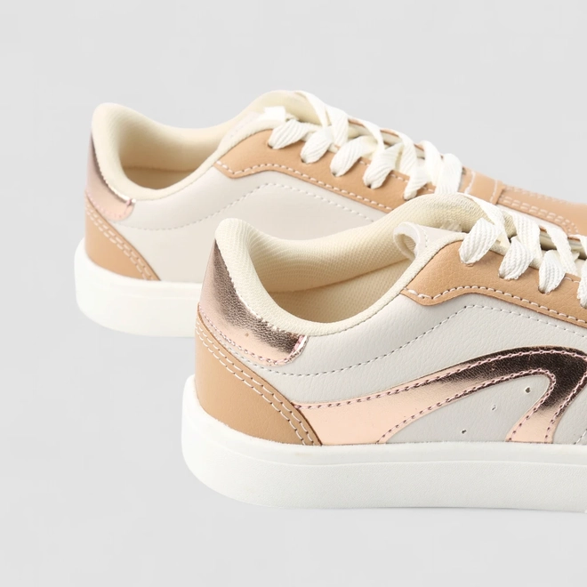 Tênis Casual Feminino Penélope Off White & Bege