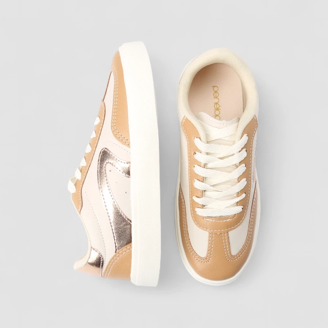 Tênis Casual Feminino Penélope Off White & Bege