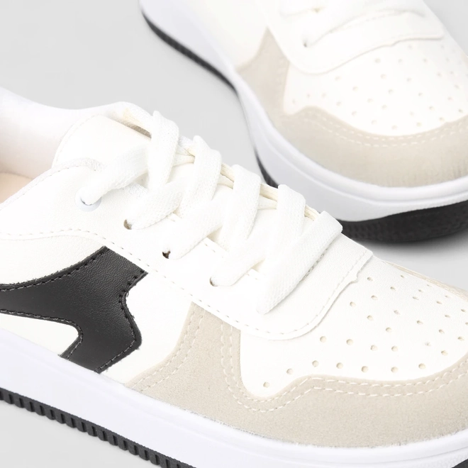 Tênis Casual Feminino Penélope Recorte Camurça Branco