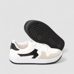 Tênis Casual Feminino Penélope Recorte Camurça Branco